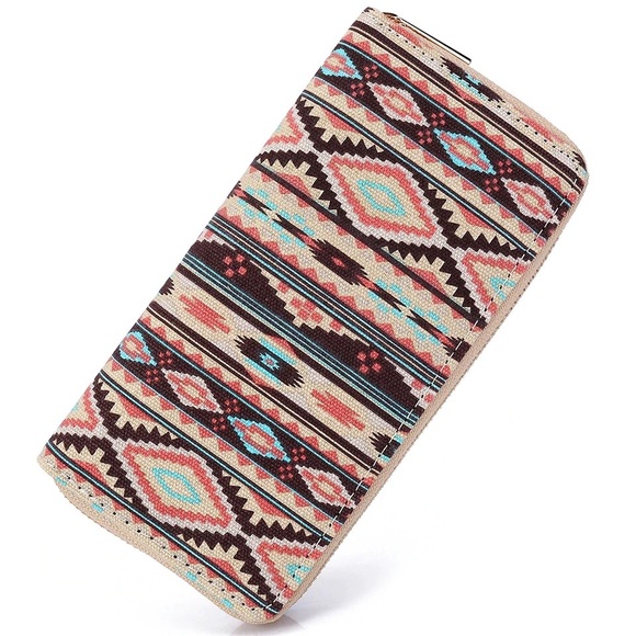 ❗️1 LEFT❗️ Boho Aztec Pattern Zip Wallet - Picture 3 of 6